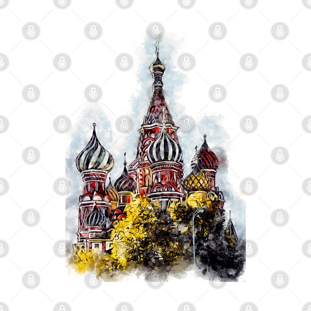 Moscow City Streets Travel Poster Series watercolor ink edition 06 by Naumovski