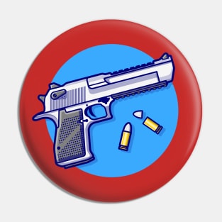 Pistol Gun with Bullets Cartoon Vector Icon Illustration Pin