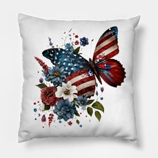 Patriotic Butterfly, 4th of July Design Pillow