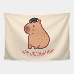 cute capybara wearing a graduation cap Tapestry