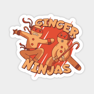 Cute Christmas Ginger Ninjas // Funny Gingerbread Men Magnet