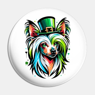 Chinese Crested Celebrates Saint Patrick's Day Pin
