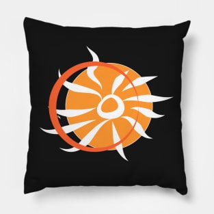 Circular sun symbol in orange tones Pillow