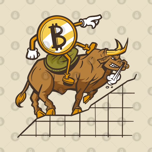 Bitcoin Riding The Trend Crypto Blockchain Trader Bull Art by mikels