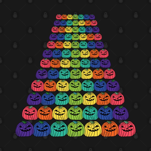 Ever Increasing Rows of Spooky Halloween Pumpkins in Rainbow Colors by ellenhenryart