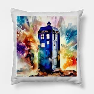 Watercolor Tardis Pillow