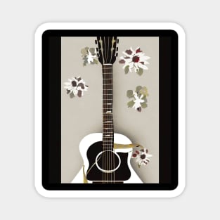 Acoustic Guitar with Floral Magnet