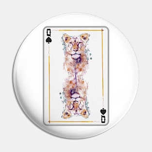 Lioness Head Queen of Spades Playing Card Pin