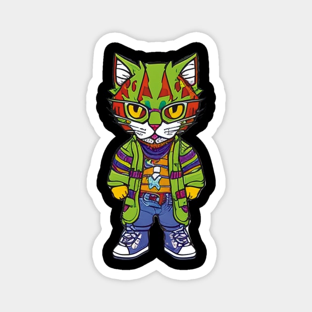 Cute Halloween Cartoon Cat Zombie Design for Spooky Fun Magnet by ImaginativeInkPOD