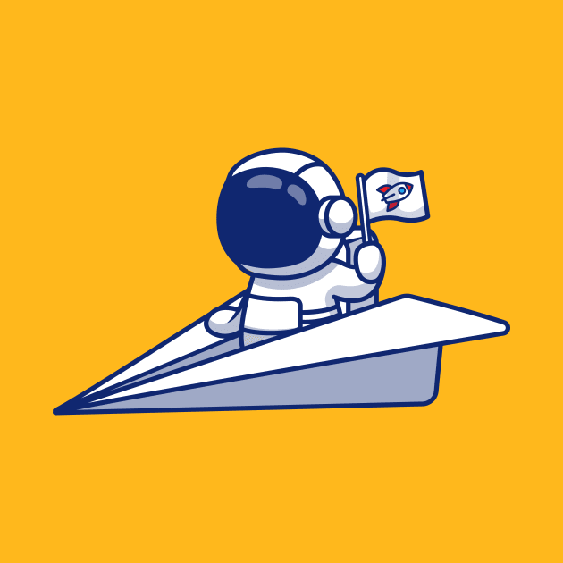 Cute Astronaut Riding Paper Plane by Catalyst Labs