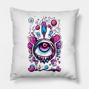 horror and cute  eyes fantastic and gotic graphic design ironpalette Pillow