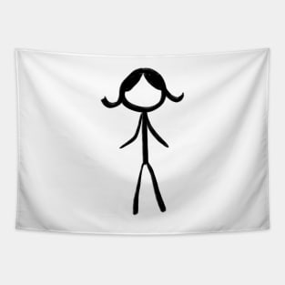 Simple stick figure, hand drawn, simple design, female, or girl Tapestry