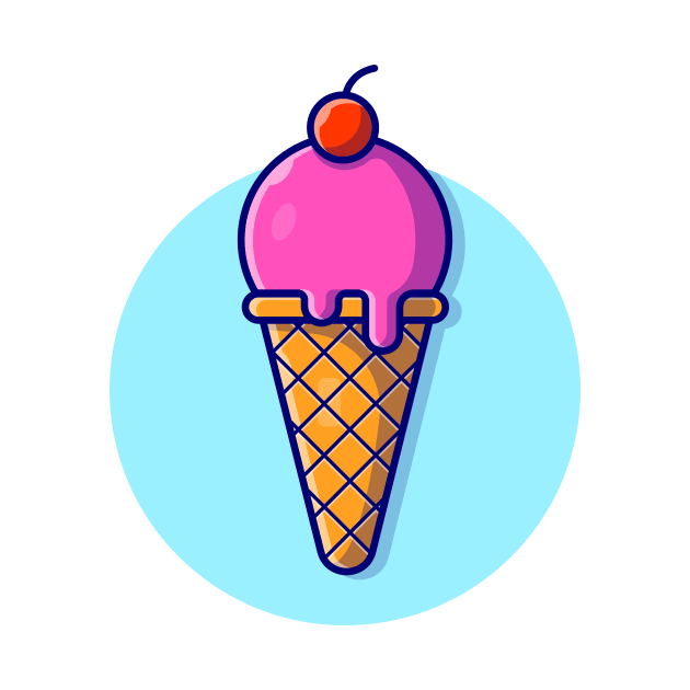 Ice Cream Cone Cartoon Vector Icon Illustration (9) by Catalyst Labs