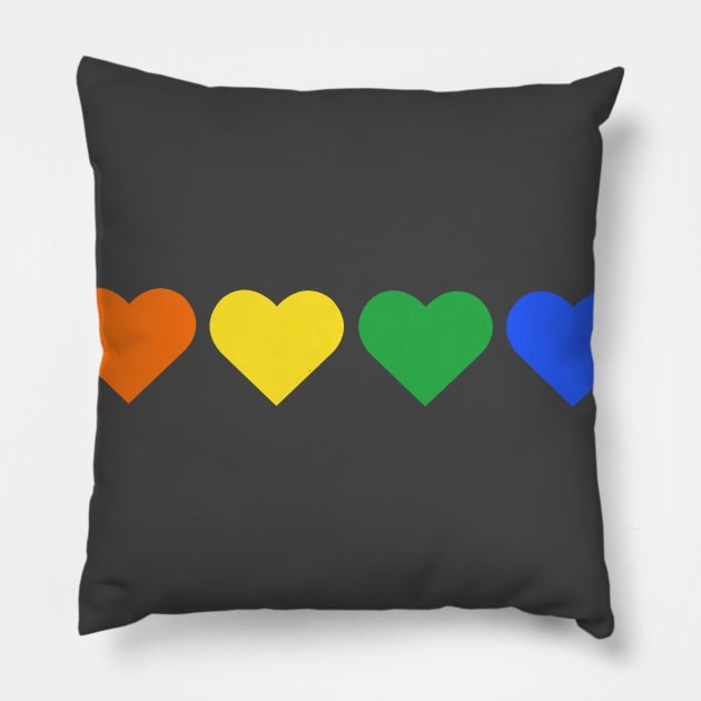 Rainbow Love Hearts Pillow by Mint Tees