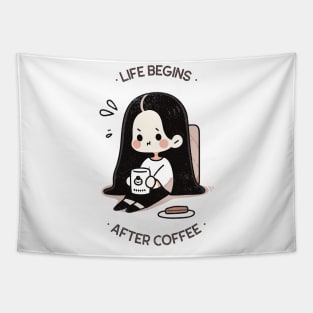 Life Begins After Coffee // For Coffee Lovers Tapestry