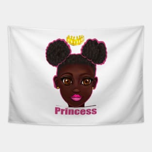 Princess - beautiful black girl with Afro hair in puffs, brown eyes and dark brown skin side profile. Hair love ! Tapestry