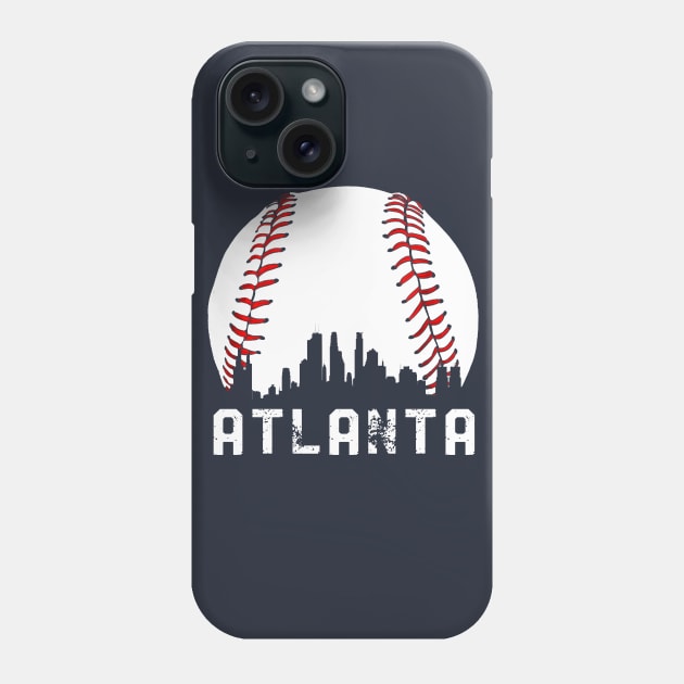 Vintage Atlanta Georgia Downtown Skyline Baseball Phone Case by justiceberate