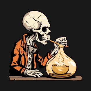 Skeleton Blowing Glass - Glass Blowing Halloween T-Shirt