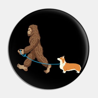 Bigfoot Dog Walk Corgi - Sasquatch Dog Lovers Pin