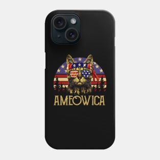 Ameowica Funny Cat Lover USA Flag Vintage Phone Case