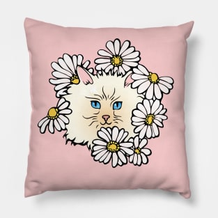 Kitten in the flower bed Pillow