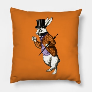 Halloween Wonderland White Rabbit Top Hat Pocketwatch Pillow