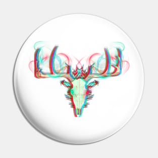 Blue and Red Ghostly Deer Skull, Deer Head Pin