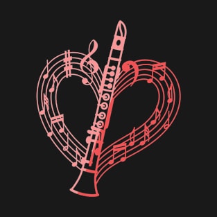 Clarinet Musical Heart Shape Music lovers  Gift Valentines Day T-Shirt