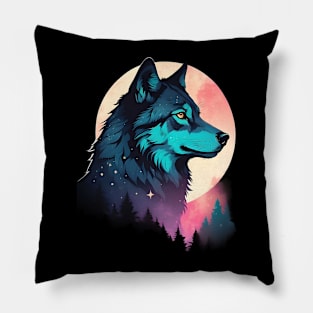 Majestic Wolf Profile Silhouette Design Pillow