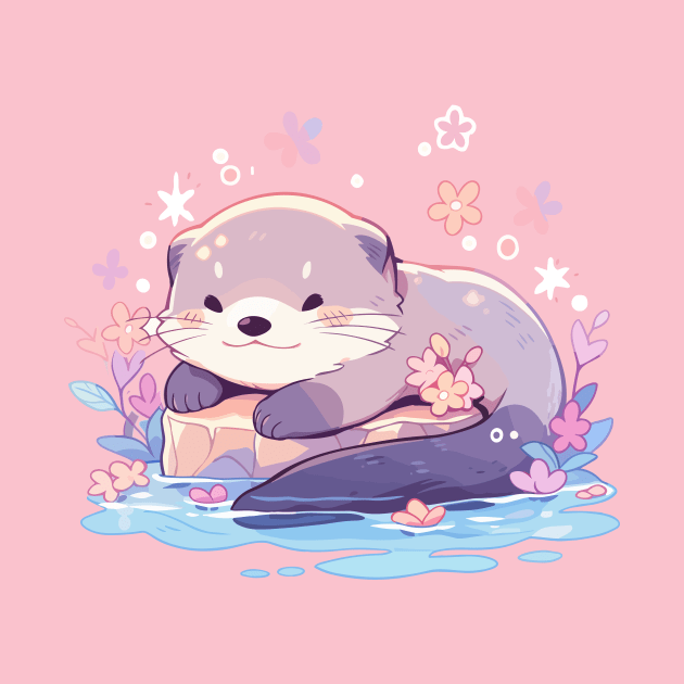 Happy Baby Sea Otter by Kawaii Kingdom