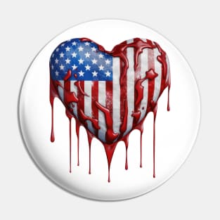 American Flag Dripping Heart #2 Pin