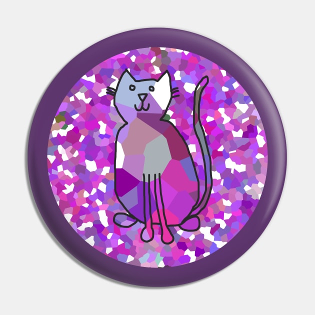 Cat on Purple Circle Pin by ellenhenryart