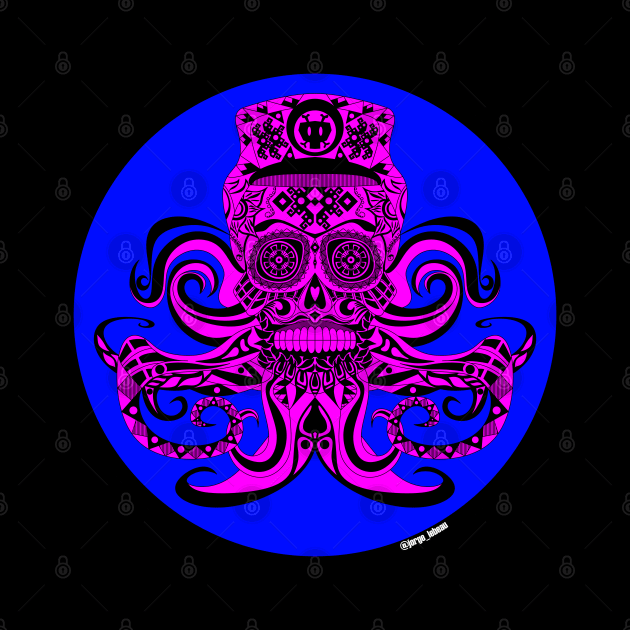 captain octopus in skeleton madness ecopop by jorge_lebeau