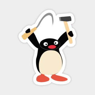 Communist Pingu with Hammer and Sickle meme Magnet