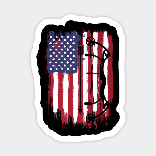 Download Amercian Flag Archery Bow And Arrow Hunting American Flag Sticker Teepublic