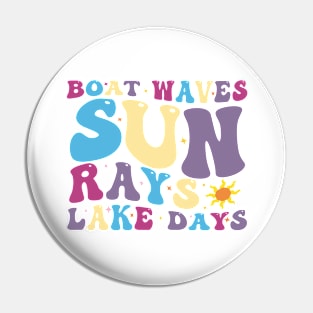 Boat Waves Sun Rays Lake Days, Summer, Retro Summer, Hello Summer, Beach Pin