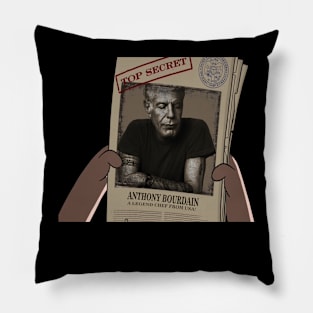 anthony bourdain-animation in the newspaper Pillow