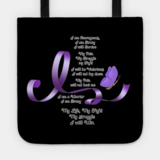 My Struggle Purple Ribbon with Butterflies Tote