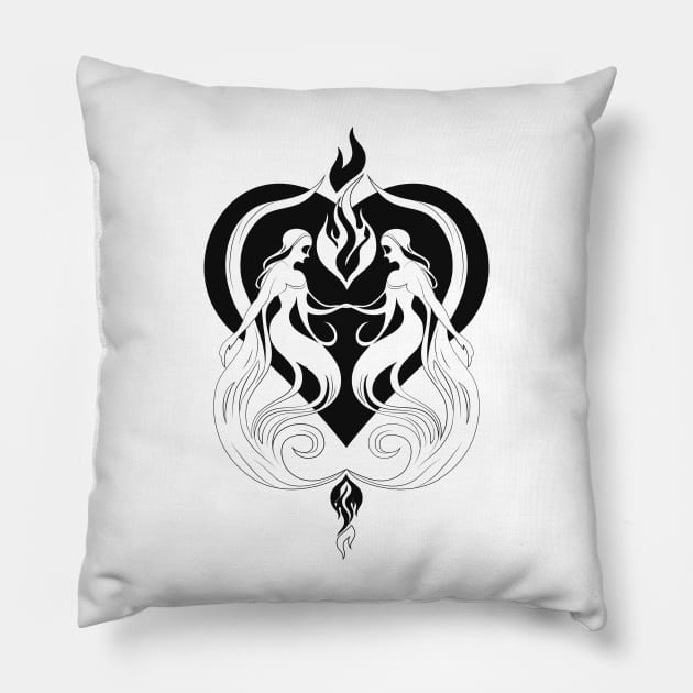 twin flames Pillow by somatosis