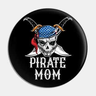 Pirate Mom Skull Jolly Roger Halloween Costume Pin