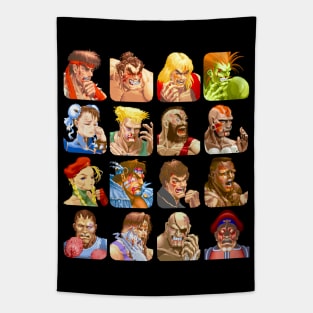 Defeated Portraits Super Street Fighter 2 Tapestry