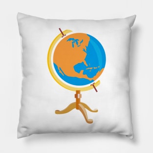 Globe of the World With America Retro Pillow