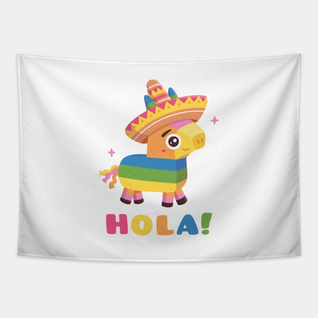 Cute Pinata With Fiesta Hat Hola Tapestry by rustydoodle
