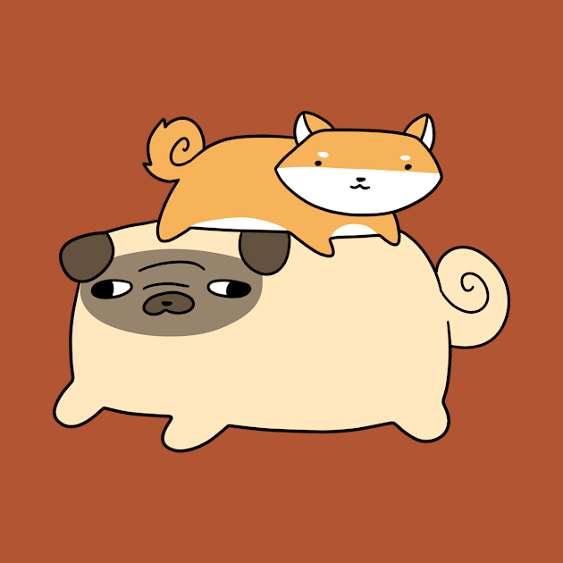 Pug and Little Shiba by saradaboru