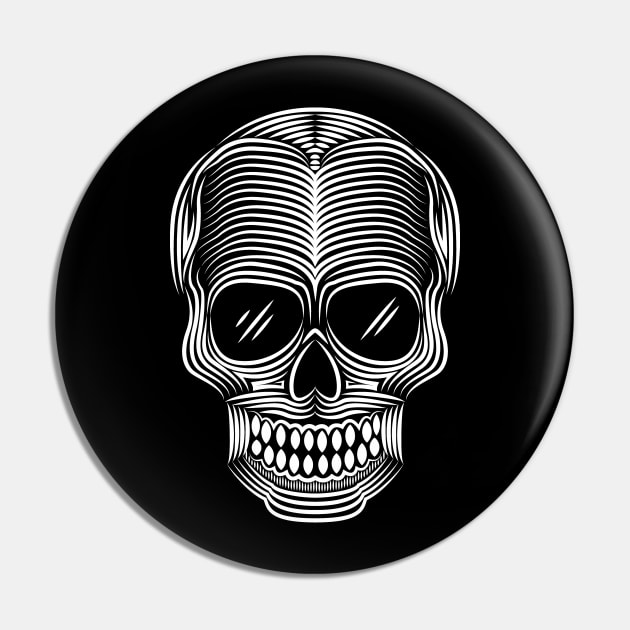 Skull Wearing Sunglasses Line Art Pin by MrWeissman