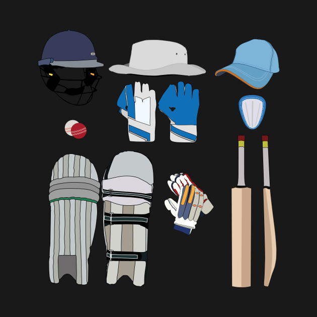 Cricket Accessories Stickers by VectorPB