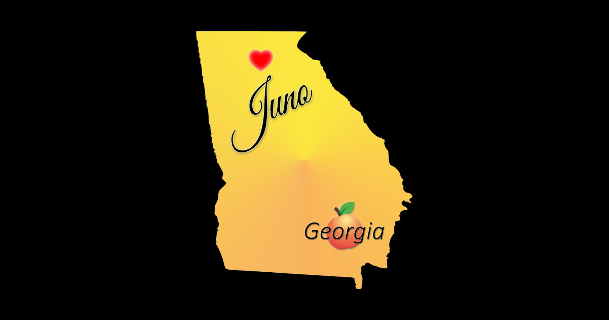 Juno state with heart locator Juno Sticker TeePublic