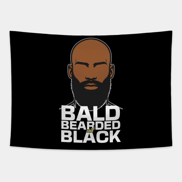 Bald Black and Bearded African American Man Tapestry by blackartmattersshop