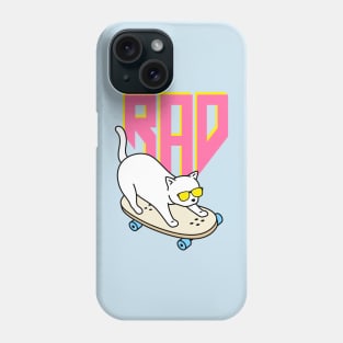 Rad White Cat on Skateboard - Silly Design Phone Case