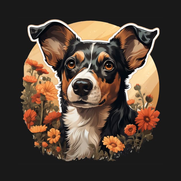 Rat Terrier  Dog Vintage Floral by BunDauVN